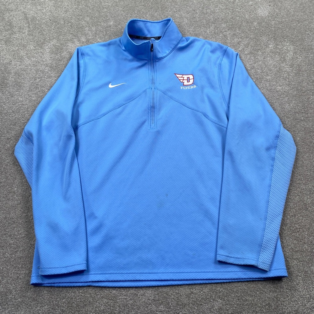Nike Dayton Flyers Quarter Zip Pullover Mens XL Light Blue Dri-FIT Athletic